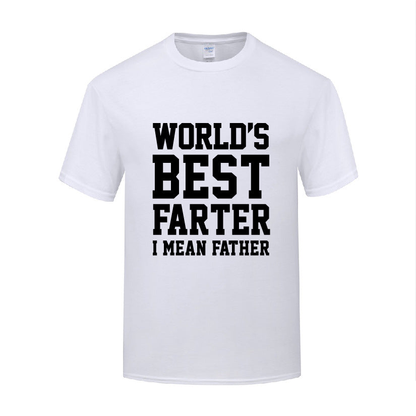 Funny Ironic Father's Day Gift T Shirt Men's Loose World's Best Farter I Mean Father