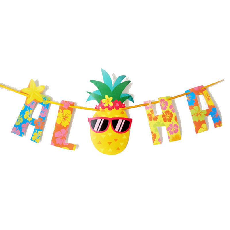 Hawaiian Pineapple Flag Banner Decoration Prop