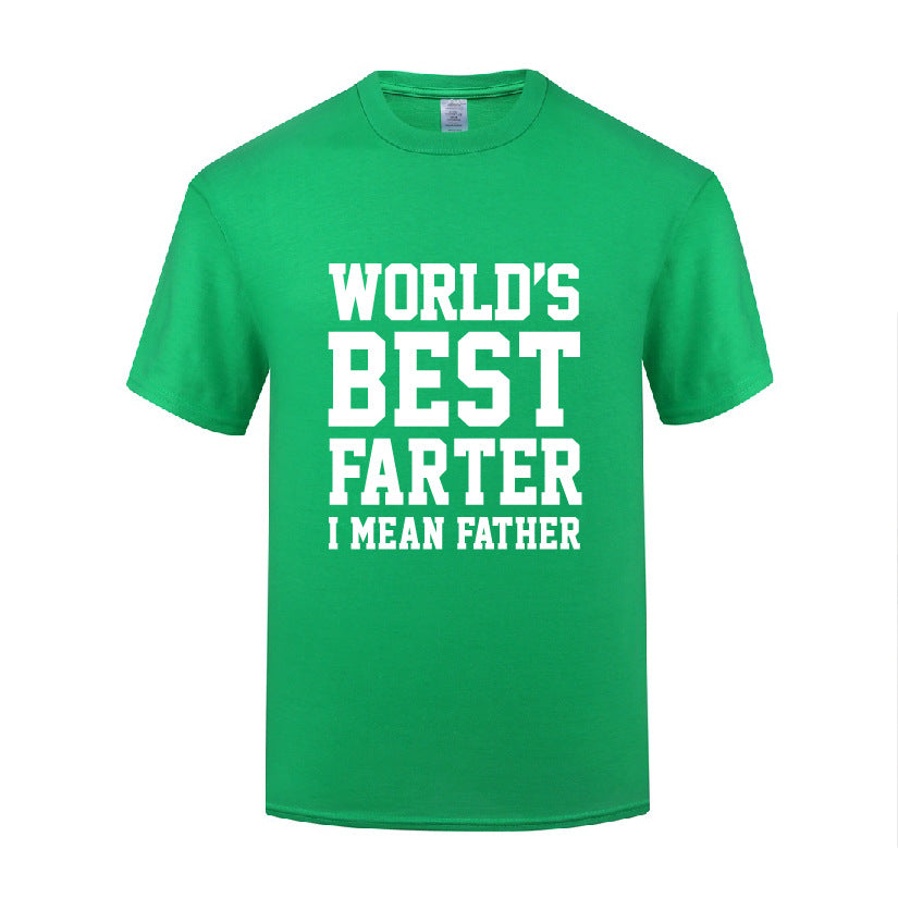Funny Ironic Father's Day Gift T Shirt Men's Loose World's Best Farter I Mean Father