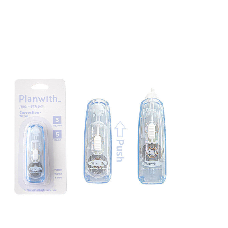 Simple Blue And White Pen Type Push Out Core Operation Correction Tape